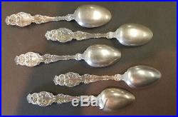 5x 1902 LILY by Whiting Spoons Sterling old marks L@@K