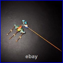 6.8'' Marked Chinese Sterling Silver Gilt Dynasty Palace Hairpin flower