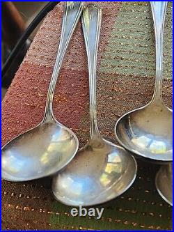 6 A. STOWELL & CO sterling silver British marks spoons soup teaspoon monogram