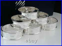 6 Immaculate Cased Sterling Silver Napkin Rings, Mark Houghton Ltd 1997