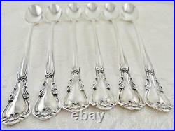 6 ORIGINAL Gorham CHANTILLY Sterling Silver Iced Tea Spoons Old LAG Mark No Mono