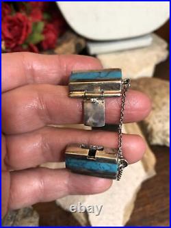 6. Vintage Sterling Silver Inlay Turquoise Pannel Bracelet 66.5g, 7 Mexico