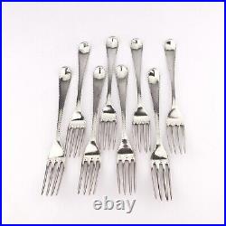 8 Antique Georgian Solid Sterling Silver Dessert Forks. 1784. Incuse Duty Mark