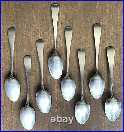 8 STIEFF ROSE Antique STERLING Silver Teaspoons 5.5 withStar Mark, No Monogram