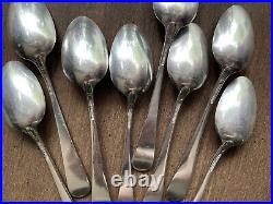 8 STIEFF ROSE Antique STERLING Silver Teaspoons 5.5 withStar Mark, No Monogram