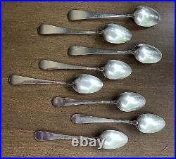 8 STIEFF ROSE Antique STERLING Silver Teaspoons 5.5 withStar Mark, No Monogram