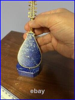 800 Sterling Silver Gilt and Lapis Miniature Lute, marked