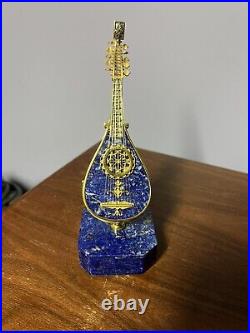 800 Sterling Silver Gilt and Lapis Miniature Lute, marked