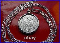 900 SILVER 1891-1915 GERMAN EAGLE MARK PENDANT 18 925 Sterling Silver Chain