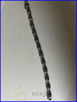 925 Italy Sterling Silver Vintage Dark Patina Bamboo Bracelet