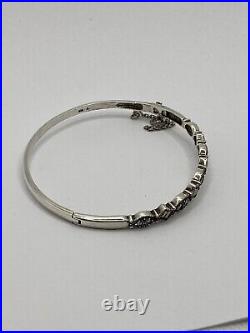 925 Marcasites Bracelet Bangle vintage 12.36 g Safety Chain Jewelry Fine Marked