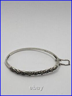 925 Marcasites Bracelet Bangle vintage 12.36 g Safety Chain Jewelry Fine Marked