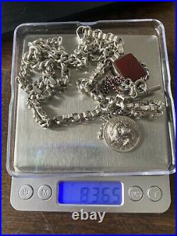 925 Sterling Necklace 4 Charms Maker Marks Stunning Over The Top 83 Grams