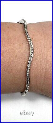 925 Sterling Silver Bracelet Cuff Marked Diamonds 7 10.41g