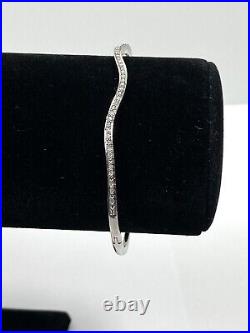 925 Sterling Silver Bracelet Cuff Marked Diamonds 7 10.41g
