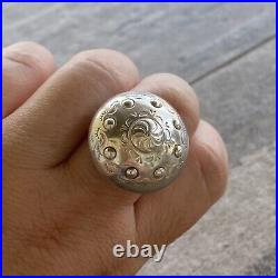 925 Sterling Silver Dome Ring Marked RP 925 K pictogram (girl looking right)