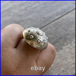 925 Sterling Silver Dome Ring Marked RP 925 K pictogram (girl looking right)