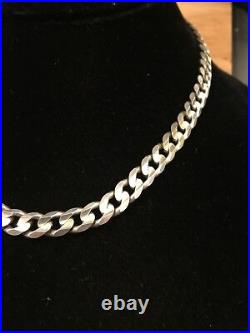 925 Sterling Silver Flat Links Chain Necklace Marked