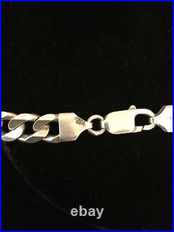 925 Sterling Silver Flat Links Chain Necklace Marked