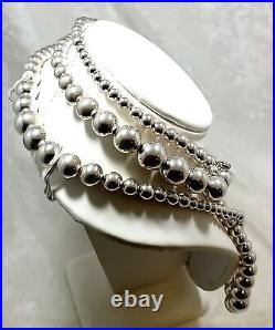 925 Sterling Silver Round Bead 54 Woman Necklace Marked RIM Studio 117.6 Grams