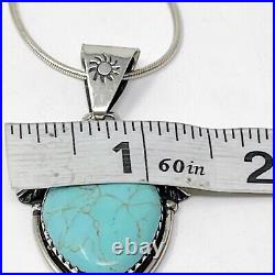 925 Sterling Silver Turquoise Feather Wings Pendant Necklace Marked JRI Mexico