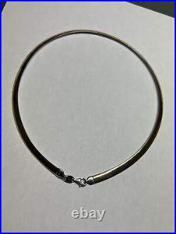 925 silver flat curb necklace marked Peru AU. 925 1/11 10k