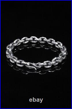 925 sterling silver handmade simple Biker punk Wooly Hammer mark couple Bracelet