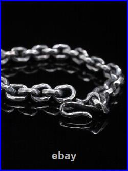 925 sterling silver handmade simple Biker punk Wooly Hammer mark couple Bracelet