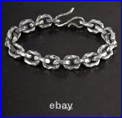 925 sterling silver handmade simple Biker punk Wooly Hammer mark couple Bracelet