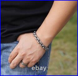 925 sterling silver handmade simple Biker punk Wooly Hammer mark couple Bracelet