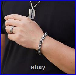 925 sterling silver handmade simple Biker punk Wooly Hammer mark couple Bracelet