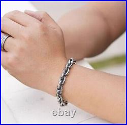 925 sterling silver handmade simple Biker punk Wooly Hammer mark couple Bracelet