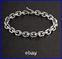 925 sterling silver handmade simple Biker punk Wooly Hammer mark couple Bracelet