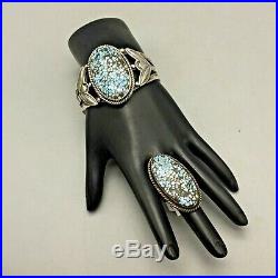A Great Older #8 Turquoise Bracelet and Ring Set Marked UITA 22