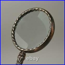 ART NOUVEAU STYLE STERLING SILVER MAGNIFYING GLASS With LADY HANDLE, MARKED