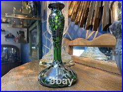 Alvin Fine. 999 Sterling Silver Overlay Green Glass Vase Mark G3336 Art Nouveau