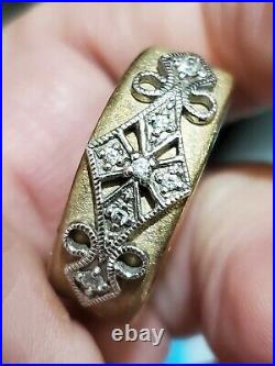 Amazing Art Deco Sterling Silver Filigree Cz Band Ring Sz 9 Maker Mark! 10G