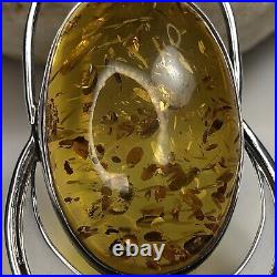 Amber Necklace Pendant Chain Sterling Silver 925 Jewelers Marks Honey Color Link