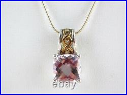 Amethyst and Diamond Pendant Necklace 14k Yellow Gold 925 Sterling Silver D Mark