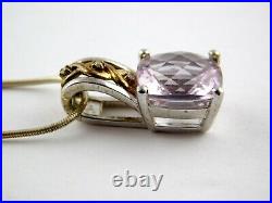 Amethyst and Diamond Pendant Necklace 14k Yellow Gold 925 Sterling Silver D Mark