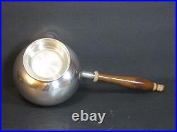 Amston Sterling Silver Art Deco Brandy Warmer Footed Wood Handle Marked Rare EUC