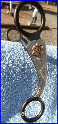 Anchor Marked North & Judd Sterling Silver and Gold Flower Horse Curb Bit