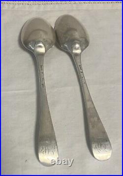 Antique 1770 Thomas Chawner Hanoverian Sterling Silver Tablespoons Marked Set 2