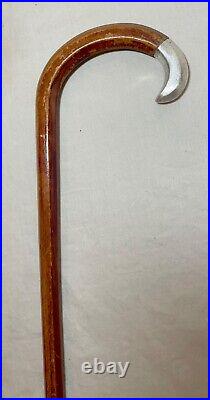 Antique 19th century marked sterling silver squared wood walking stick cane