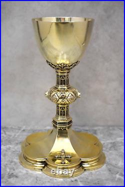 Antique All Sterling Silver Gothic Chalice, Marked Sterling, 9 1/4 ht. (MM2106)