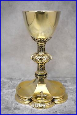 Antique All Sterling Silver Gothic Chalice, Marked Sterling, 9 1/4 ht. (MM2106)