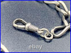 Antique Austria Salzburg Marked Sterling Silver Albert Pocket Watch Chain c. 1922