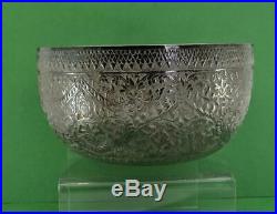 Antique Chinese Asian sterling silver Bowl Buddha & flower Detail chop mark
