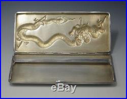 Antique Chinese Export Silver Marked Repousse Dragon Cigarette Case 190 Gram