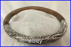 Antique Chinese Export Silver Sterling Rattan Phoenix Bracelet Bangle Marked
